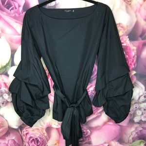 Black Puffer Sleeve Shirt